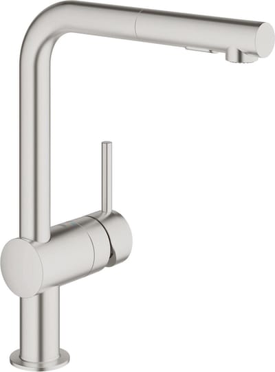 GROHE Minta Keukenkraan - Hoge draaibare L-uitloop - Met uittrekbare handdouche - RVS