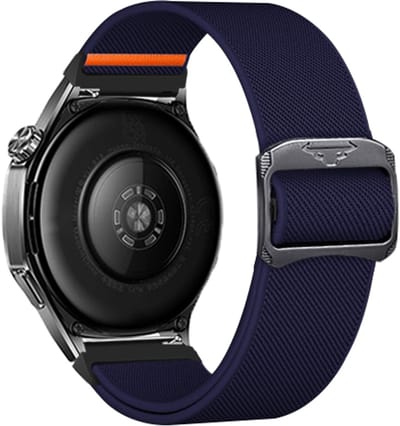 Stravo 20mm Nylon Verstelbare Bandje – Geschikt voor Samsung Galaxy Watch 7 / 6 / 5 / 4 – Sterk & Stoer Elastisch Gevlochten Horlogeband – Compatibel met Garmin Vivoactive 6 / 5 / 3, Forerunner 245, Venu SQ 2, Vivomove & Huawei – Donkerblauw