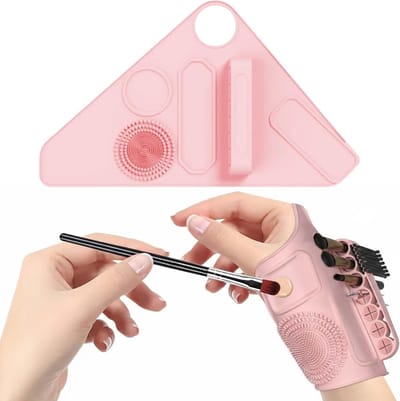 Siliconen Make-up Palet met Mengfunctie, Draagbaar Blending Sheet met Polsband voor Reizen en Make-up (Roze)