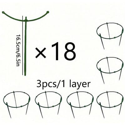 18 Stuks/set 6 Lagen Plantensteun Plantenstokken Ronde Plantensteunring Plastic Plantenkooi Houder Bloempot Klimrek groen