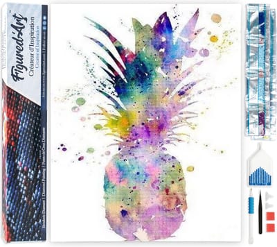 Figured'Art Diamond Painting set Volwassenen 40x50 cm Ananas - 5D DIY Art full drill vierkante diamant - Opgerold canvas