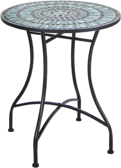 KOMFOTTEU Ronde mozaïektafel voor buiten, robuust metaal met vaste montage, antislip voeten, decoratief binnen en buiten