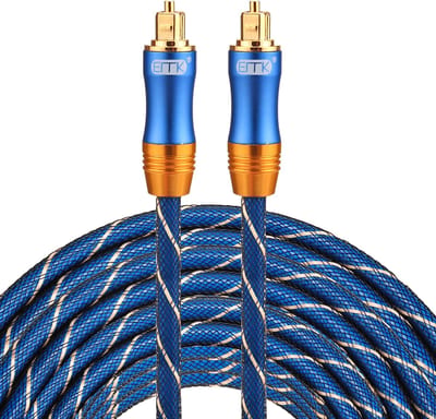 By Qubix - ETK Digital Toslink Optical kabel 20 meter - audio male to male - Optische kabel BLUE series - Blauw audiokabel soundbar