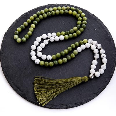 8mm Zuidelijke Jade Howliet 108 Mala Kralen Ketting Meditatie Yoga Gebed Sieraden Mannen En Vrouwen Kwast Japamala Rozenkrans 86cm black