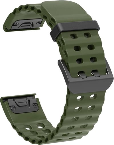 Siliconen bandje - geschikt voor Garmin Fenix 5 / 5 Plus / 6 / 6 Pro / 7 / 7 Pro / 8 (47 mm) / E (47 mm) / Epix (Pro) (2) 47 mm / Quatix 5 / 6 / 7 / 7 Pro / Approach S60 / S62 / S70 47 mm / MARQ / D2 Delta / D2 Mach 1 / Descent G1 - legergroen