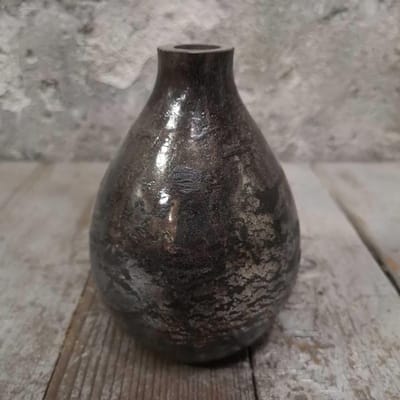 Vaasje "Lara" Rubbed Silver/Rose - 10x10x15 CM