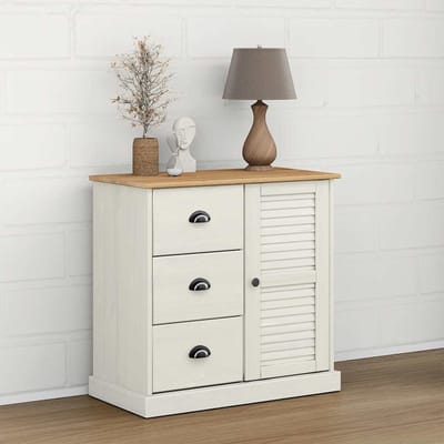 vidaXL - Dressoir - met - lades - VIGO - 78x40x75 - cm - massief - grenenhout - wit