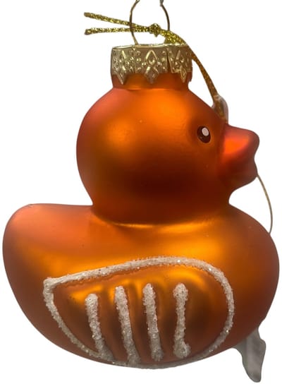 Badeendje - kerstbal - kerstboomhanger - Ducky - kleur oranje - afmeting 8 x 7 x 7 cm