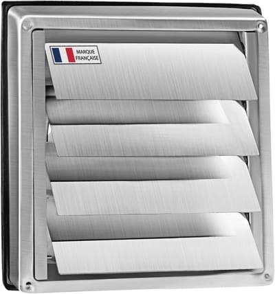 Ventilatierooster van roestvrij staal 100 mm - Weerbestendig, met automatische sluitingen en anti-terugslag