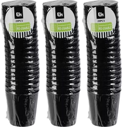Excellent Houseware shotglas - 60x - zwart - kunststof - 30 ml - herbruikbaar