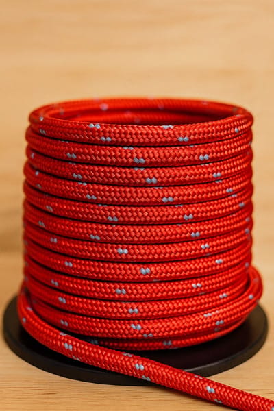 Sterk gevlochten touw Premium editie 20 meter – 8 mm dik – duurzaam nylon/polyester – rood met grijze details – ideaal voor tuin, camping, boot en hobbygebruik
