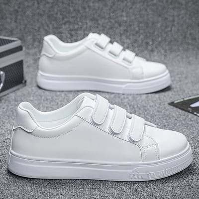 Nieuwe Lente Klittenband Herenschoenen, Kleine Witte Schoenen Heren Koreaanse Stijl Mode Trend Schoenen Veelzijdige Casual Schoenen 43 wit