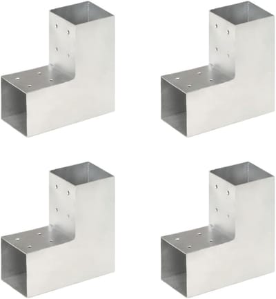L-Vormige Paalverbindingen Vierkant Hout 81x81 mm Verzinkt Metaal 4 Stuks