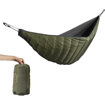 Hangmat onderdekbed voor kamperen, wandelen, backpacken, reizen, achtertuin, terras legergroene kleur