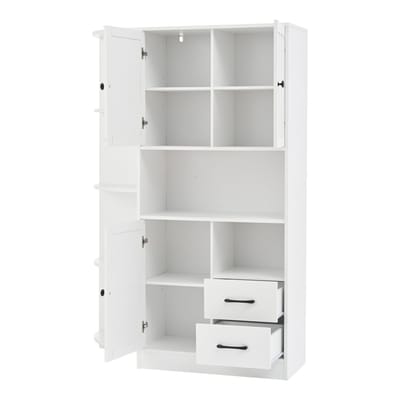 Witte spaanplaat hoekkast 104x35x155 cm voor woonkamer opslag en presentatie