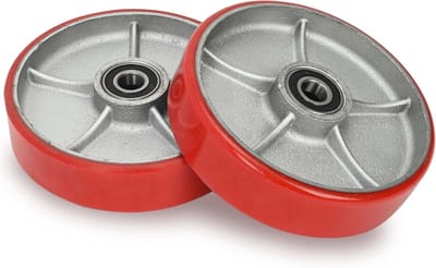 Set van 2 Zwenkwielen Polyurethaan 200x50 mm met Kogellager voor Palletwagen