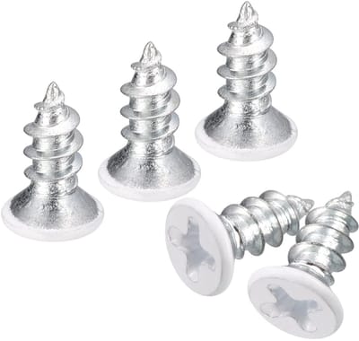 Dailygoods- Schroeven ST4 x 10 mm - Zelfborende Schroeven - Platte Kop - Witte Schroeven - Houten Schroeven - 25 Stuks - Roestbescherming - Zelftappende Schroeven