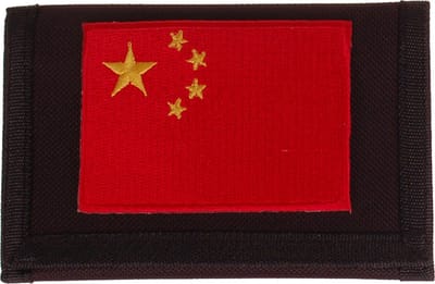 Klittenbandportemonnee Zwart 12x9cm - Applicatie 8x6cm vlag China