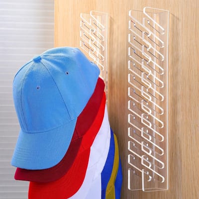 Set van 2 pettenorganizers - Hoedenrekken voor aan de muur - Pettenhouders - Hoedenhaken