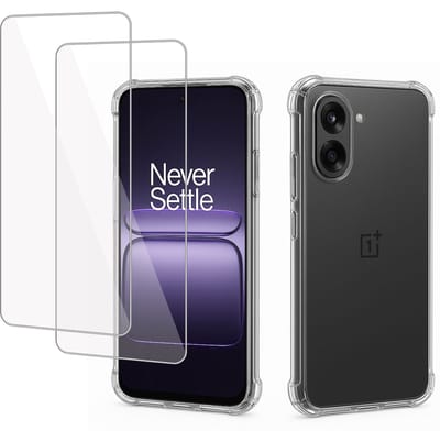 TechNow Hoesje + 2x Screenprotector geschikt voor OnePlus Nord CE 5 Hoesje Screenprotector - Tempered Glass - Extreme Shock Case Transparant