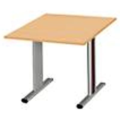 Schäfer Shop  Select Vergadertafel Planova, Aanbouwtafel, 1000 x 1000 mm, beukenpatroon, accentlijst bordeauxpaars