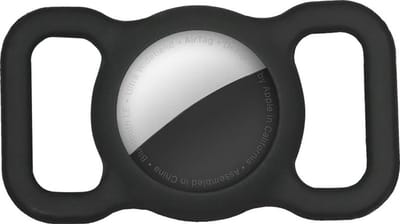 WiseGoods Luxe Hondenriem Halsband Houder Geschikt Voor Airtag - Beschermhoes Voor Airtags Aan Riemen Huisdier - Siliconen Zwart