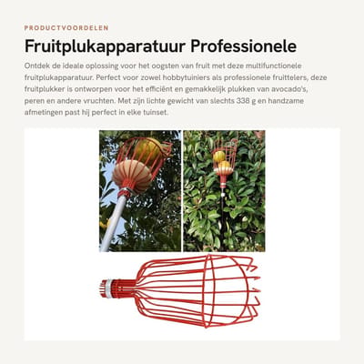 Dailygoods - Fruitplukapparatuur - Professionele fruitplukker - Multifunctioneel - Geschikt voor avocado en peer - Handig oogsten - Lichtgewicht ontwerp