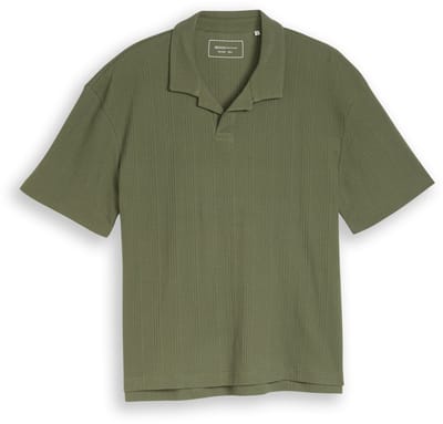 Tom Tailor Denim - Poloshirt met relaxte pasvorm en wafelstructuur - Maat XXL - Oak Leaf Green