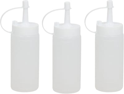 Gerimport Doseerfles/sausfles transparant - 3x - met schenktuit - 146 ml - H13.50 - Pannenkoeken/poffertjes