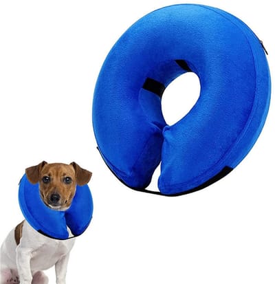 EXCITAT Kraag - Verwijderbaar - Beschermende kraag - Opblaasbaar - Geschikt voor huisdieren die herstellen van een operatie of verwonding - Blauw - Maat M