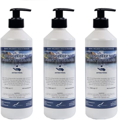 Handzeep No Scent, No Colour 500 ml - met gratis pompje - set van 3 stuks