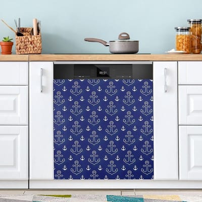 Vaatwasser Decoratie - Keuken Magneet - Keuken Opknappen - Universele Compatibiliteit - 23 x 26 Inch - Ankers Over Blauw