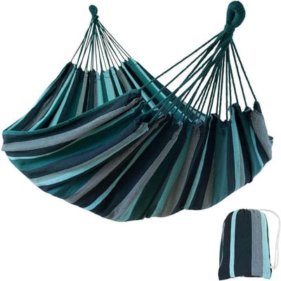 XXL Hangmat voor 2 Personen - 220 x 160 cm | Smaragd of Aqua | TÜV Getest tot 300 kg | Ademend Katoen | Inclusief Draagtas
