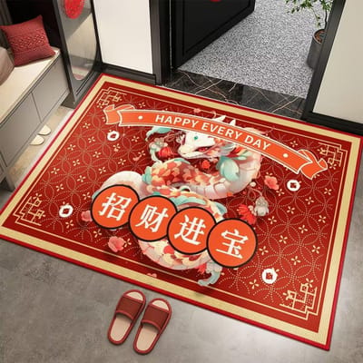 Diatomeeënmodder Mat Slang Jaar Cartoon Toilet Slaapkamer Antislip Voetmat Mat Woonkamer Entree Badkamer Zachte Voetmat 50*80（2.5mm）