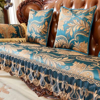 Jacquard Bankhoes Armleuning Handdoek Antislip Bankkussen Hoes Woondecoratie Vintage Borduurwerk Bankbeschermer Hoes Woonkamer 1pc Armrest 55x60 cm
