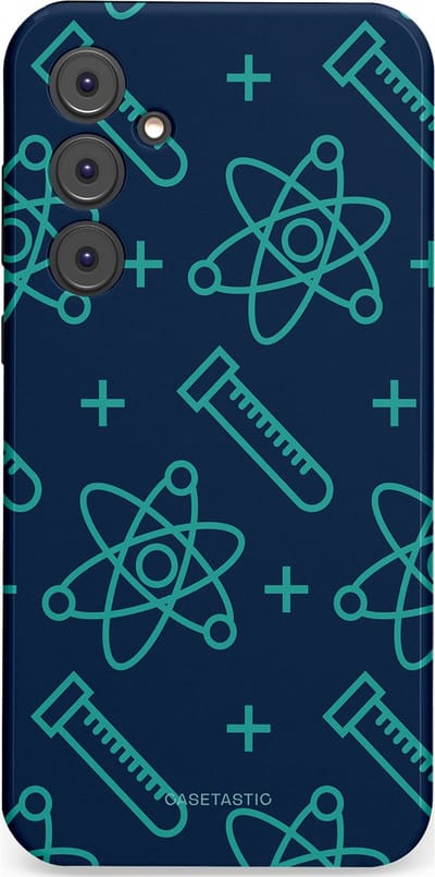 Casetastic hoesje geschikt voor Samsung Galaxy A35 - Dubbellaagse bescherming - Atomen Creaties - Fashion Case - Donkerblauw Turquoise