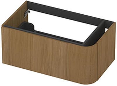 INK - Rechts Afgeronde Onderkast Fineer 1 Lade Softclose met Gefreesd Front Tbv Grepen - 800x450x350 Mm - Light Veneer