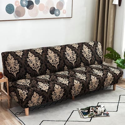 Moderne Print Slaapbankhoezen Armloze Bankhoes Voor Woonkamer Opvouwbare Bank Elastische Bankhoezen Futonhoes Voor Thuis Hotel 160-190CM