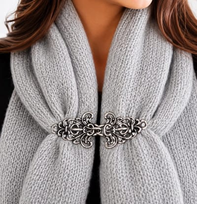Vintage Vestclip Zilverkleurig – Sierlijke Retro Vestsluiting met Haaksluiting – Decoratieve Sweater Clip voor Vest, Cardigan, Shawl en Blouse – Anti-Slip Vestklem – Klassiek Filigraan Design – Unisex