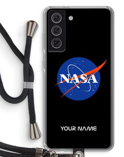 Gepersonaliseerd - Case Company® - Hoesje met koord geschikt voor Samsung Galaxy S21 FE hoesje met Koord - NASA - Telefoonhoesje met Zwart Koord - Bescherming aan alle Kanten en Over de Schermrand