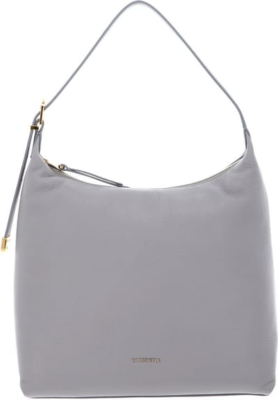 COCCINELLE Leren Schoudertas Coccinelle Gleen Handbag Grained Leather Light Grey Lichtgrijs