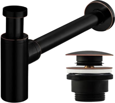 REA Wastafelsifon met afvoerplug - Oud Zwart