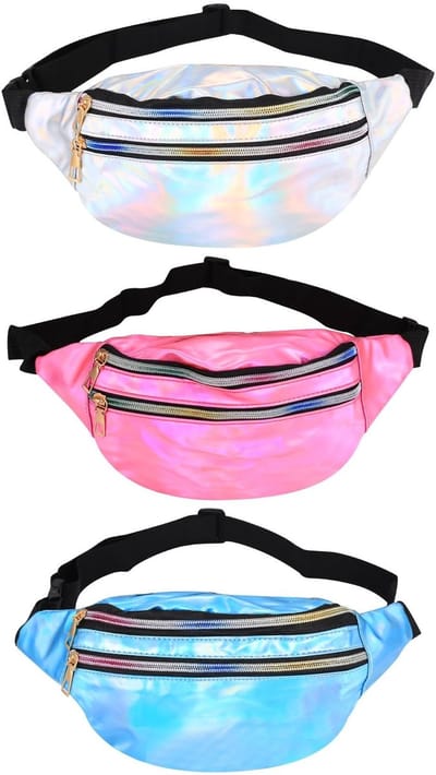 Dailygoods- Heuptas Waterdicht - Verstelbare Buiktas - Holografisch Heuptasje - Dames Festival Heuptas - PU Leren Heuptas - Dubbele Ritsvakken