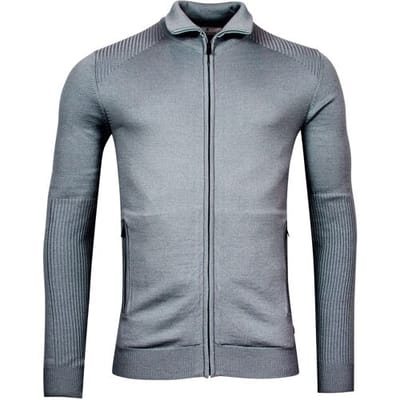 Thomas Maine Vest Cardigan Zip Single Structure Knit Merino Blend Grijsblauw / male