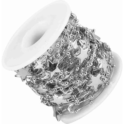 Chaîne à billes de 10 mètres Chaîne de perles ABS galvanisée Chaîne décorative étoile à cinq branches(argent) argenté