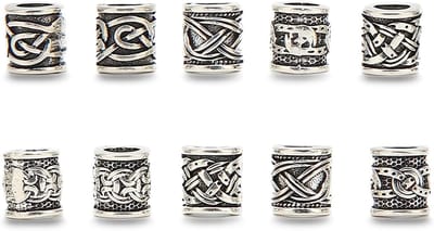 Viking Baard Kralen en Dreadlock Tubes - 10 Stuks Haardecoraties voor DIY en Kapsels, Duurzaam en Stijlvol voor Mannen en Vrienden