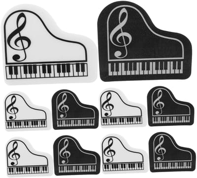 Dailygoods- Pianogummen 10 stuks - Vlakgummen - Creatief ontwerp - Schrijfgummetjes - Schoolbenodigdheden - Afmetingen 4,50 x 4,00 x 0,50 cm - Gummen