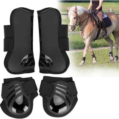 2 Paires Genouillères Élastiques Épaissies en PU pour Chevaux - Avant Arrière Jambes ou pour l'Entraînement et le Saut