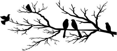 longziming Wandsculptuur Metalen Vogels - Hangende Vogels op Ast Silhouet voor Huis & Balkon - voor balkon, tuin, woonkamer - decoratie - gezin - zwart - 43x18.6cm - 1 stuk