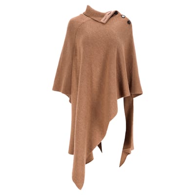 Chloé gebreide cape met knoopjes in bruine wol